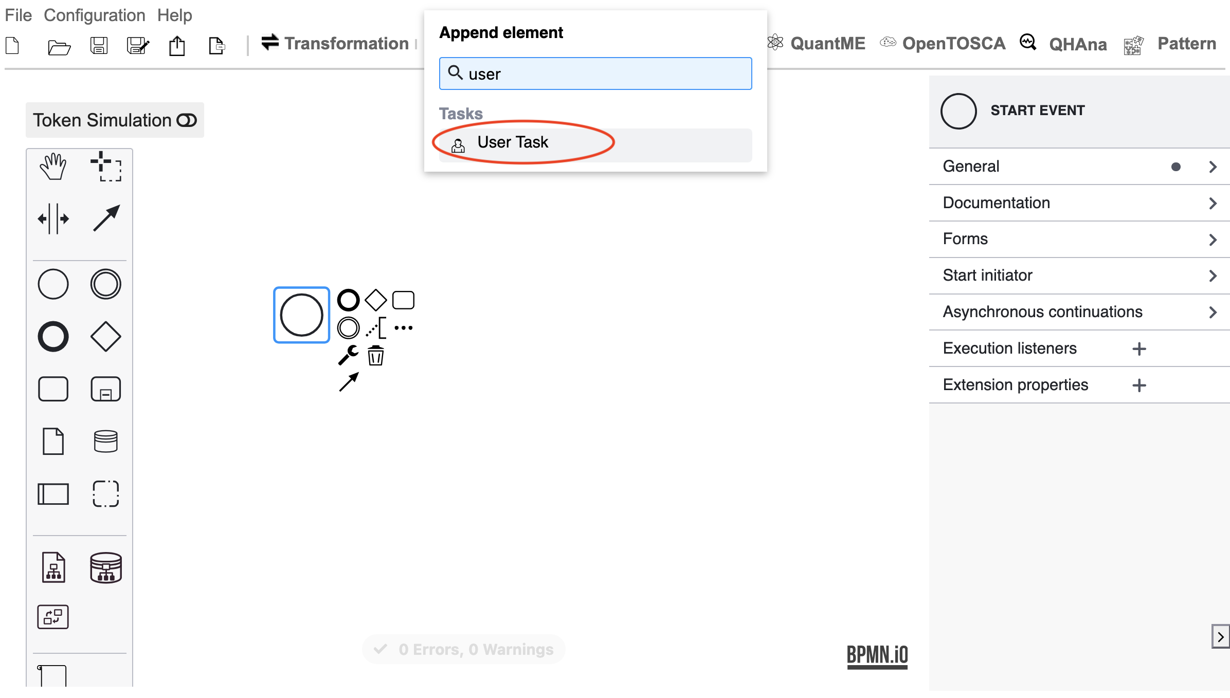 Select User Task.
