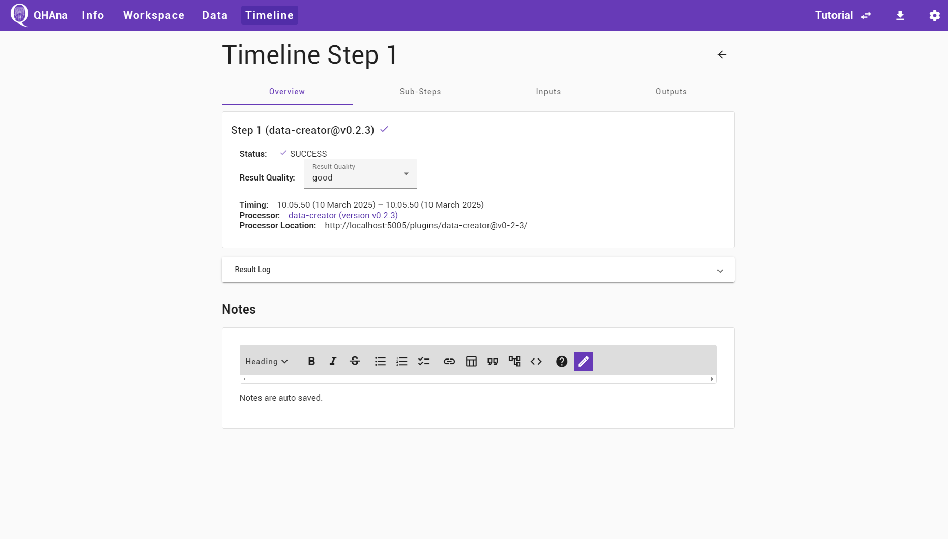 The finished result of the "Data Creation" plugin.