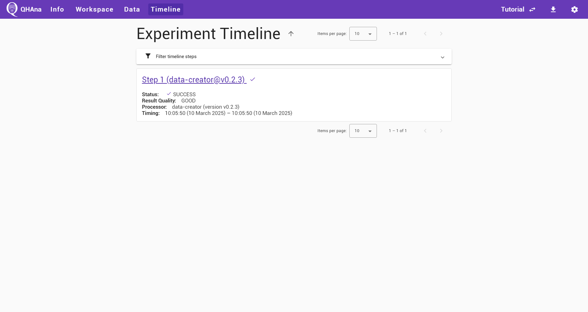 The list of timeline steps.